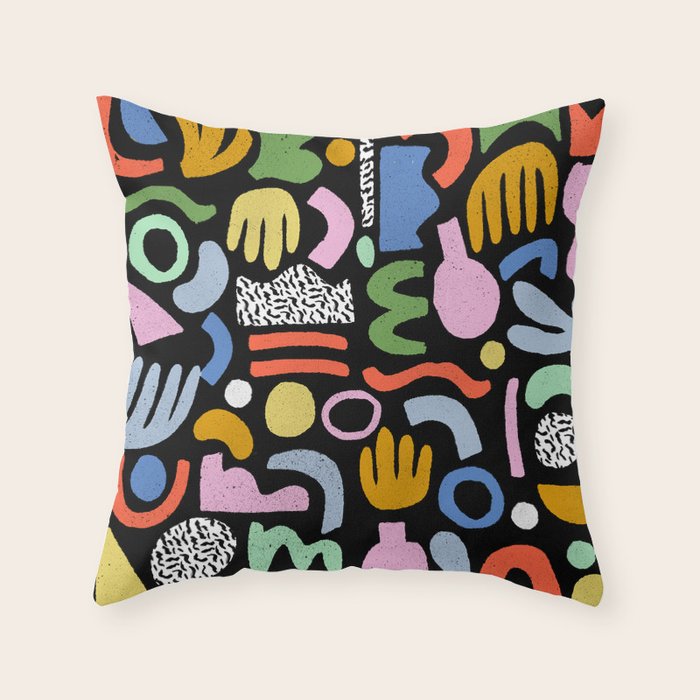 Helter Skelter - bright pattern, colorful, rainbow, abstract, shapes, pattern Throw Pillow Gallery Image 1
