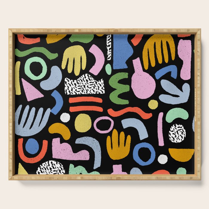 Helter Skelter - bright pattern, colorful, rainbow, abstract, shapes, pattern Serving Tray Gallery Image 1