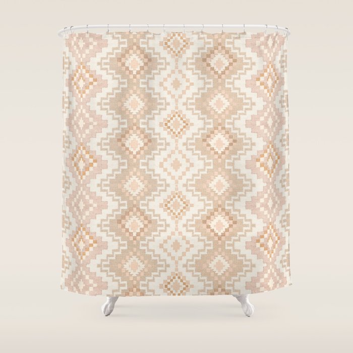 Southern Western Boho Geo  Americana Rug  ivory soft pink Shower Curtain Gallery Image 1