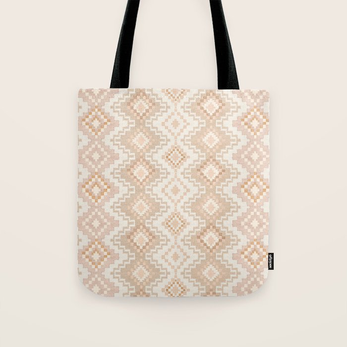 Southern Western Boho Geo  Americana Rug  ivory soft pink Tote Bag Gallery Image 1
