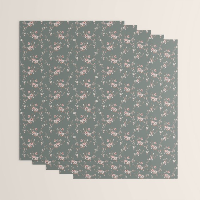 Watercolor Wildflowers - Sage Pink Wrapping Paper Gallery Image 3