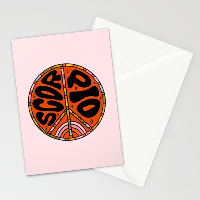 Scorpio Peace Sign Stationery Card Gallery Image 2