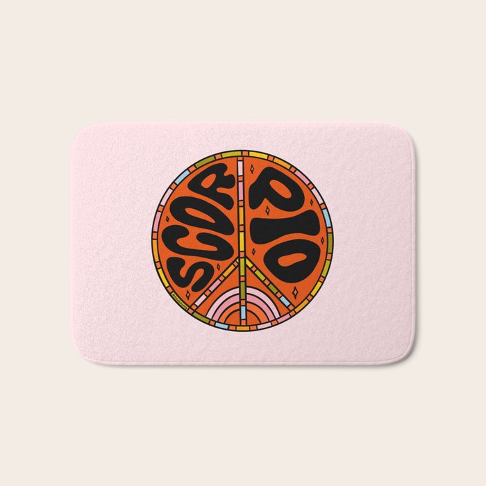 Scorpio Peace Sign Bath Mat Gallery Image 1