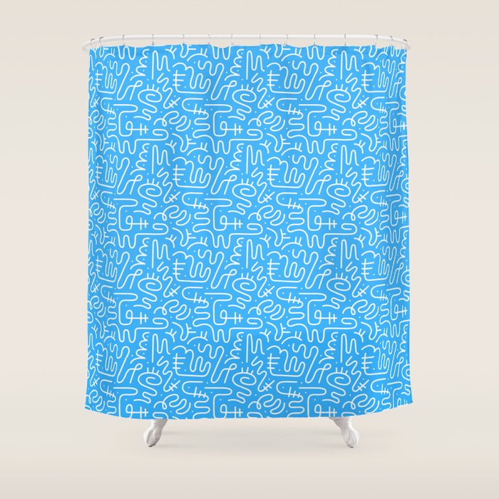 Colorful abstract fun line doodle art pattern Shower Curtain Gallery Image 1