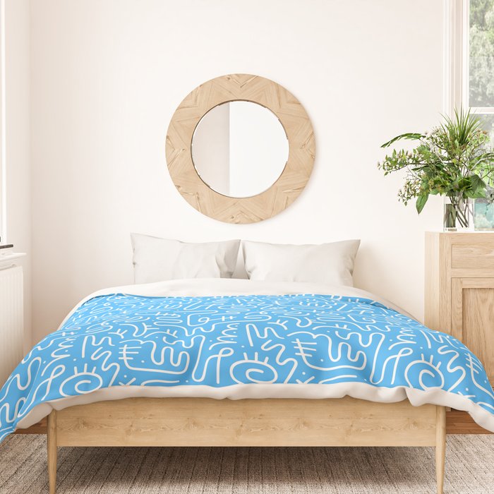 Colorful abstract fun line doodle art pattern Duvet Cover Gallery Image 3