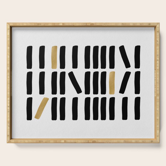 Black and Gold Abstract Serving Tray Gallery Image 1