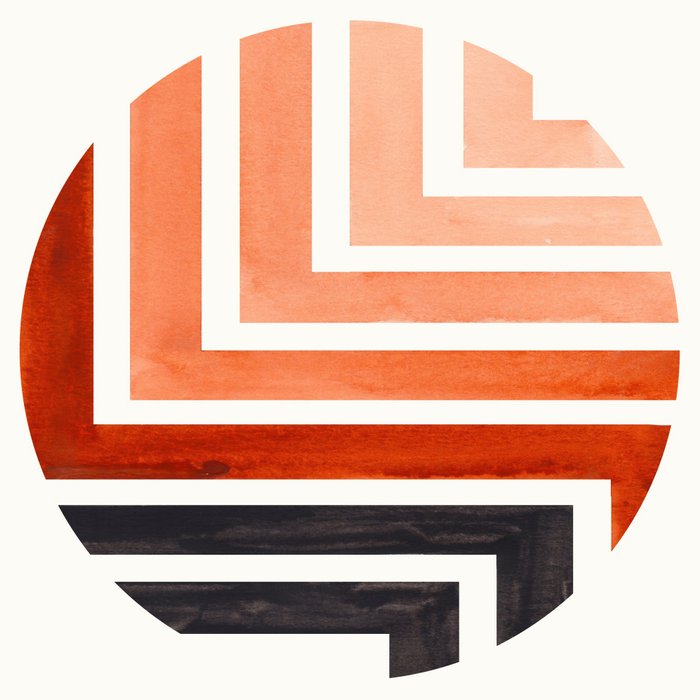 Burnt Sienna Circle Round Framed Mid Century Modern Aztec Geometric Pattern Maze Coffee Mug Gallery Image 2