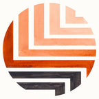 Burnt Sienna Circle Round Framed Mid Century Modern Aztec Geometric Pattern Maze Coffee Mug Gallery Image 2