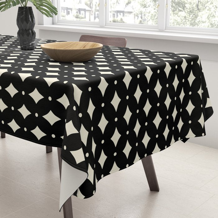 Vintage Stars IX Black and White Tablecloth Gallery Image 3
