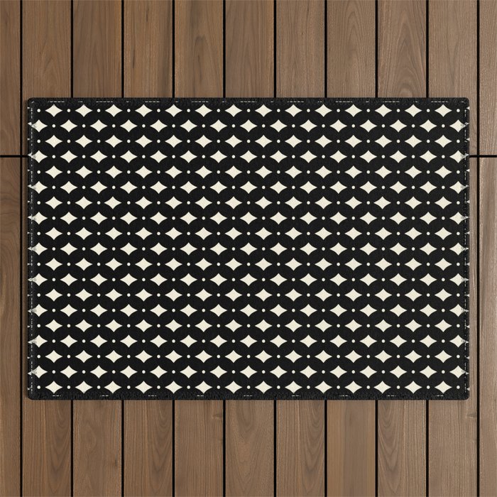 Vintage Stars IX Black and White Outdoor Rug Gallery Image 1