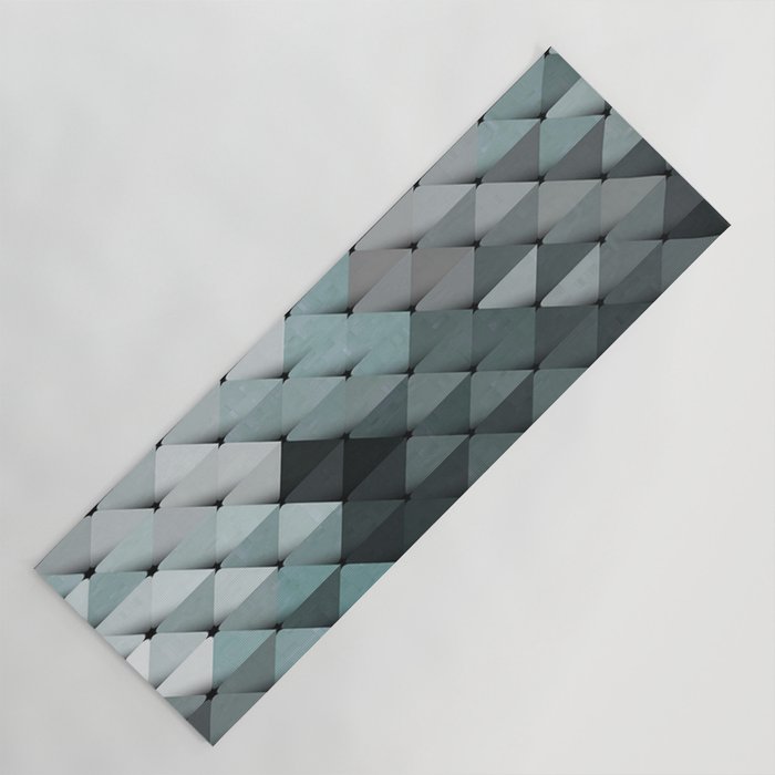 Triangles Teal Gray Yoga Mat