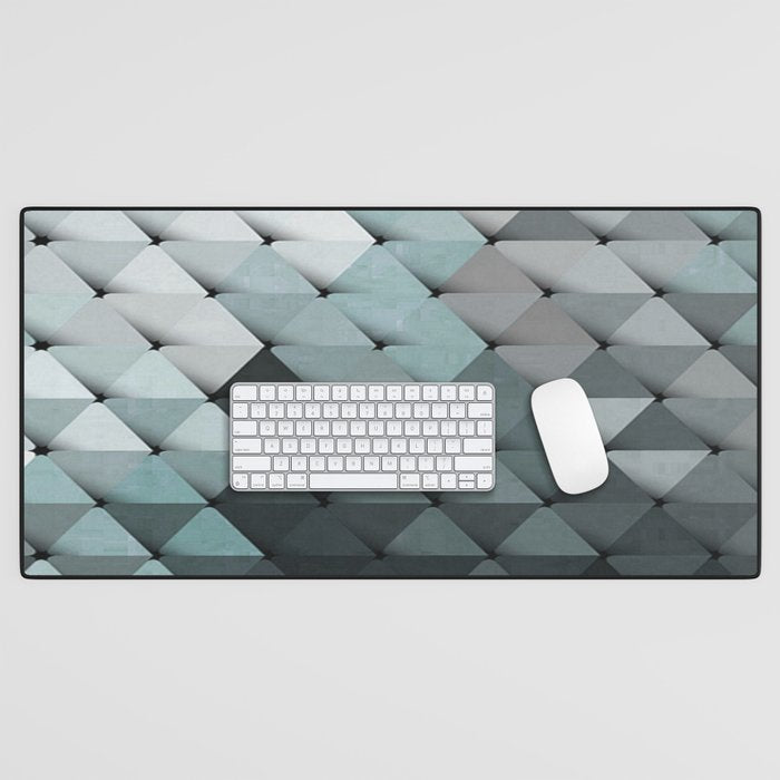 Triangles Teal Gray Desk Mat Gallery Image 1