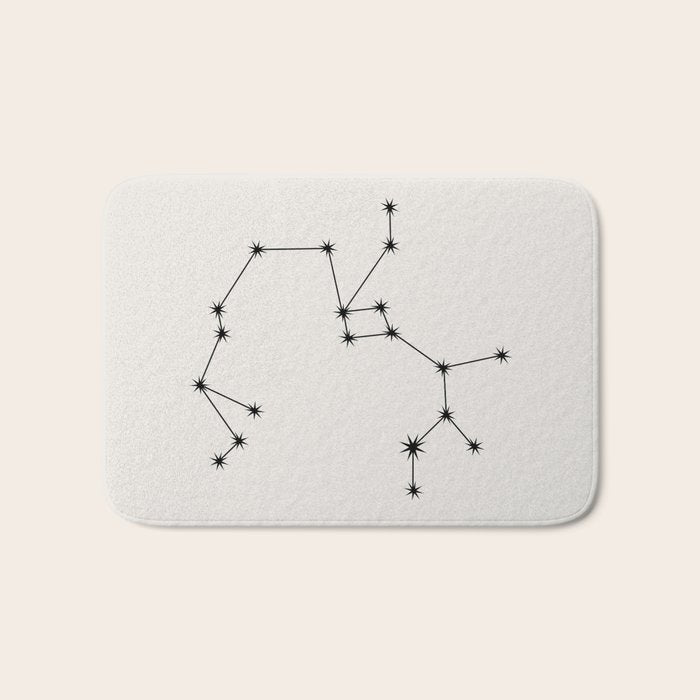Sagittarius Zodiac Star Constellation Line Art White Bath Mat Gallery Image 1