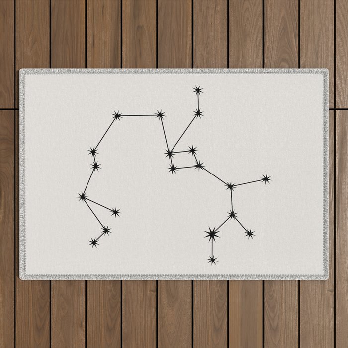 Sagittarius Zodiac Star Constellation Line Art White Outdoor Rug Gallery Image 1