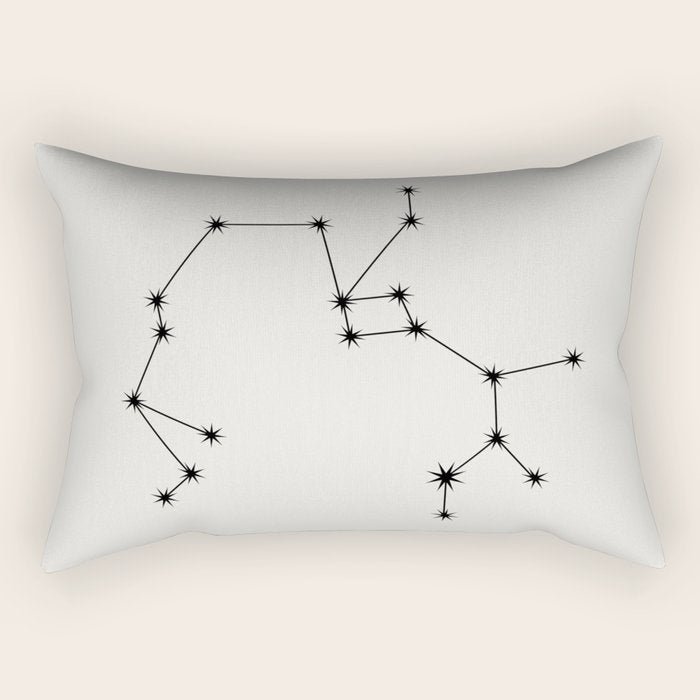 Sagittarius Zodiac Star Constellation Line Art White Rectangular Pillow Gallery Image 2
