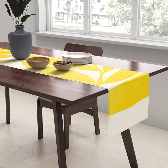 Mid Mod Vines in Yellow Table Runner Gallery Image 2