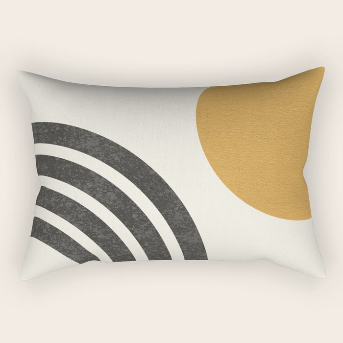 Mid century modern landscape - Sun and Rainbow  Rectangular Pillow Gallery Image 2