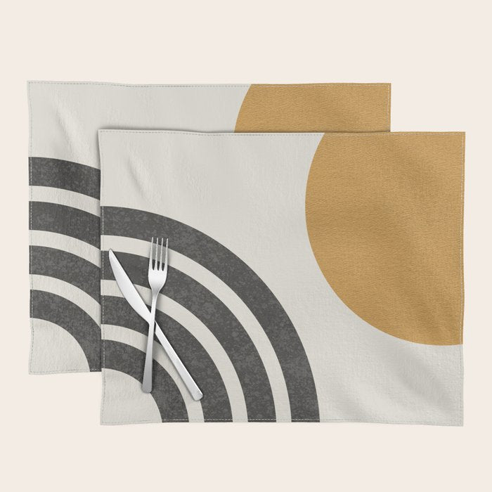 Mid century modern landscape - Sun and Rainbow  Placemat Gallery Image 1