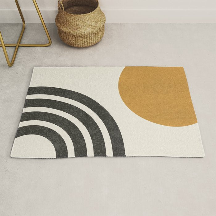 Mid century modern landscape - Sun and Rainbow  Rug Gallery Image 1