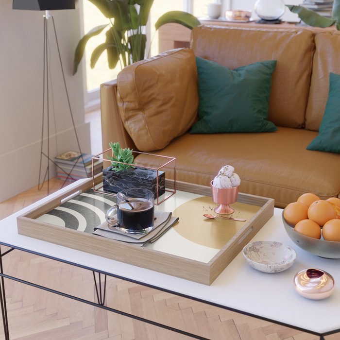 Mid century modern landscape - Sun and Rainbow  Serving Tray Gallery Image 2