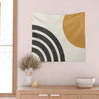 Mid century modern landscape - Sun and Rainbow  Wall Tapestry Gallery Image 2