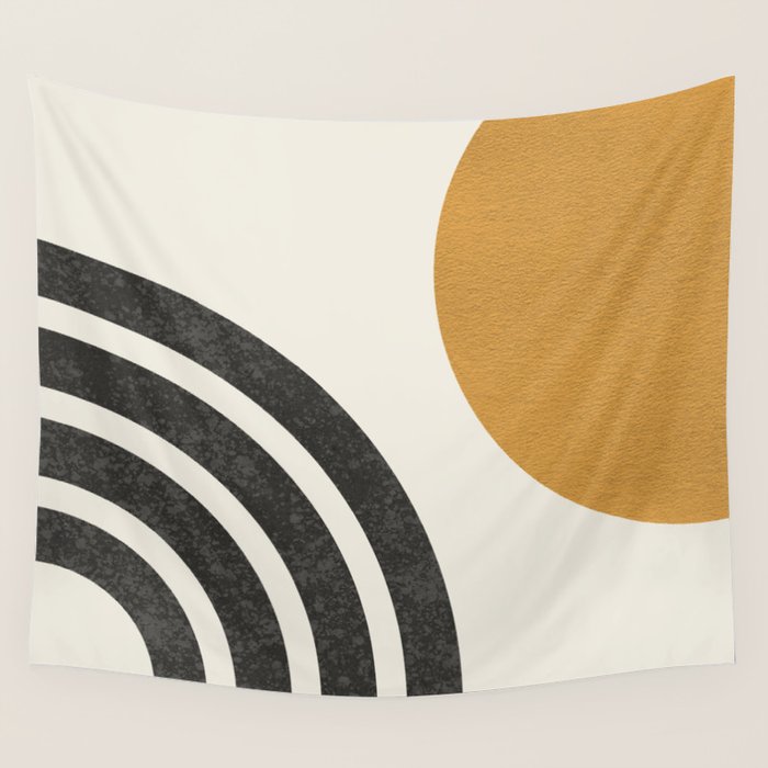 Mid century modern landscape - Sun and Rainbow  Wall Tapestry Gallery Image 4