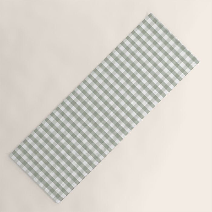 Desert Sage Grey Green and White Gingham Check Yoga Mat Gallery Image 1