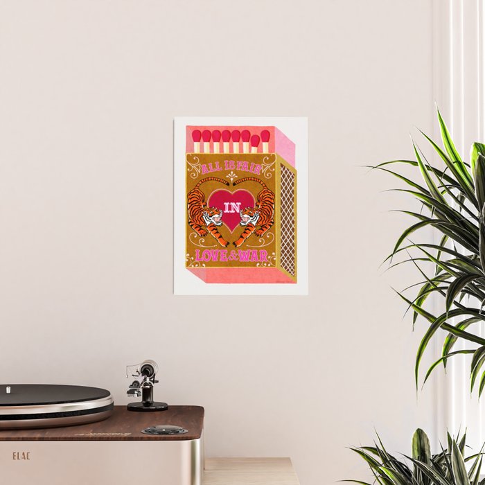 All is Fair in Love and War Vintage Matchbox Mustard & Pink Palette with Tiger Poster Gallery Image 2