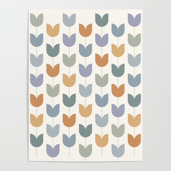 Spring Tulips XI Natural Multicolor Mid Century Flowers Poster Gallery Image 1