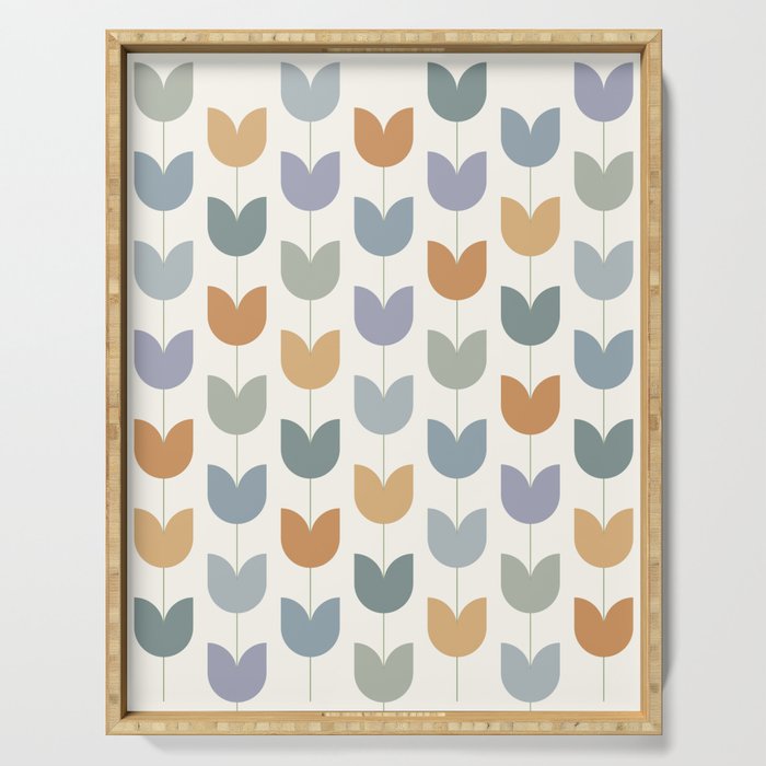 Spring Tulips XI Natural Multicolor Mid Century Flowers Serving Tray Gallery Image 1