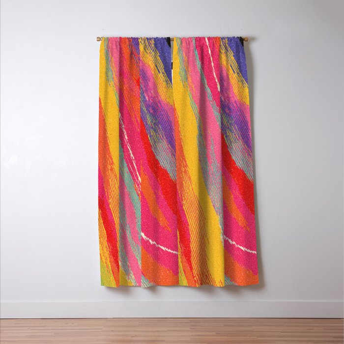 Bold Abstract Color Flow in Neon and Sunset Tones Window Curtain Gallery Image 3