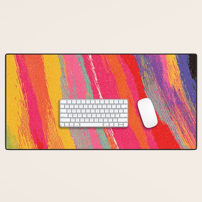 Bold Abstract Color Flow in Neon and Sunset Tones Desk Mat Gallery Image 1