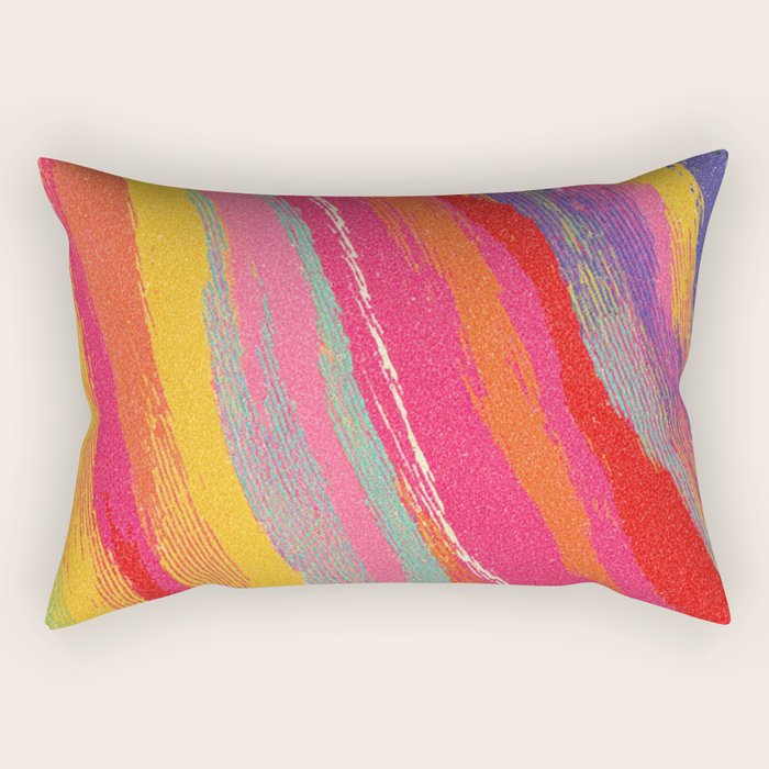 Bold Abstract Color Flow in Neon and Sunset Tones Rectangular Pillow Gallery Image 1