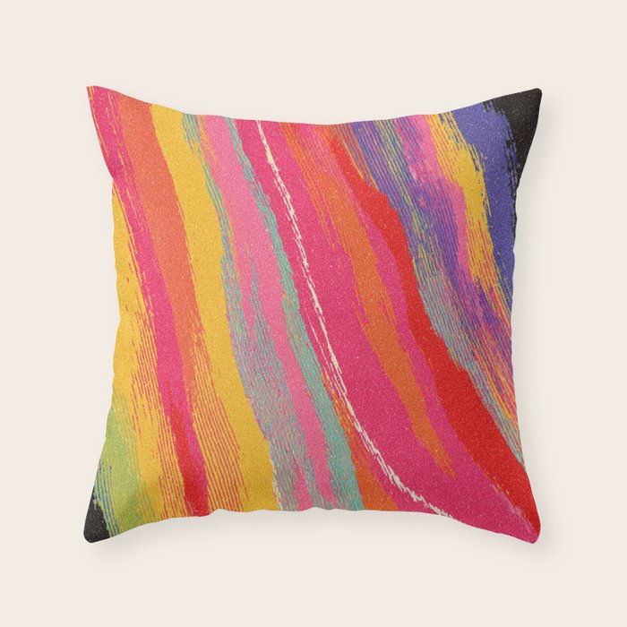 Bold Abstract Color Flow in Neon and Sunset Tones Throw Pillow Gallery Image 6