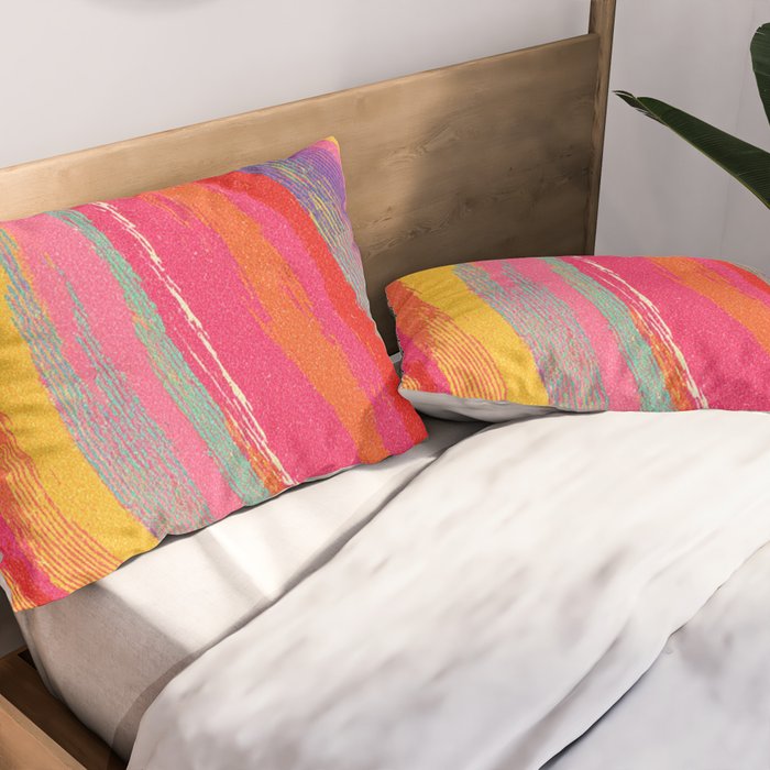 Bold Abstract Color Flow in Neon and Sunset Tones Pillow Sham Gallery Image 2