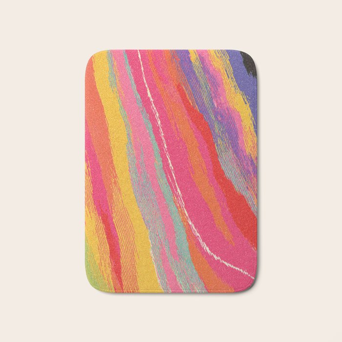 Bold Abstract Color Flow in Neon and Sunset Tones Bath Mat Gallery Image 1