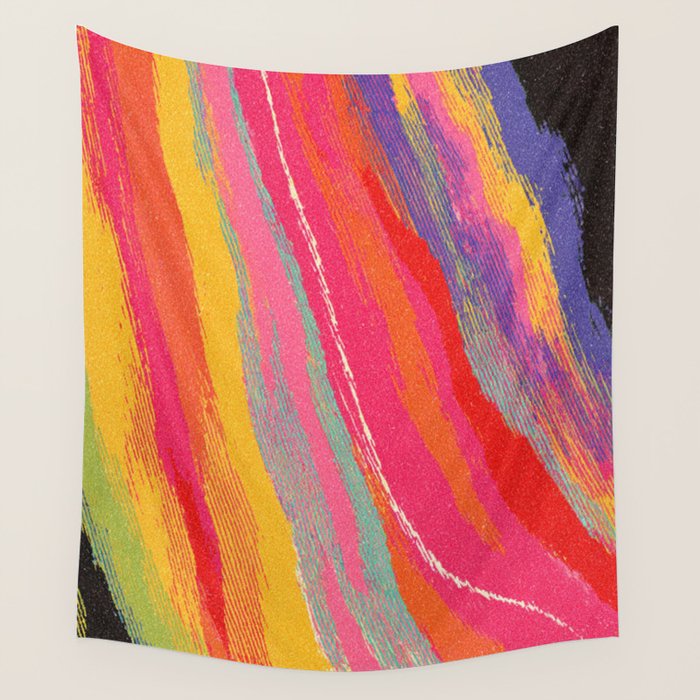 Bold Abstract Color Flow in Neon and Sunset Tones Wall Tapestry Gallery Image 4