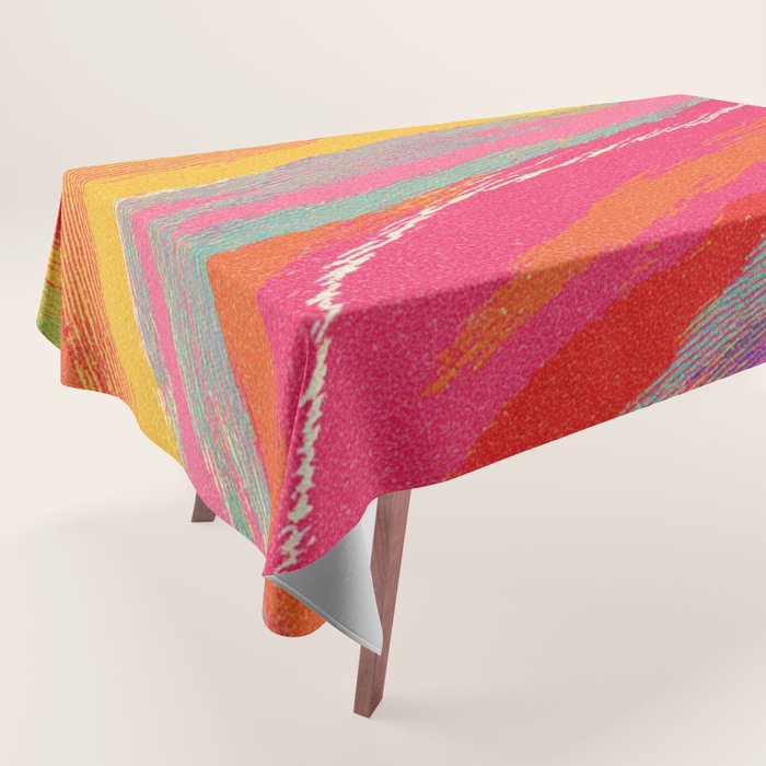 Bold Abstract Color Flow in Neon and Sunset Tones Tablecloth Gallery Image 1