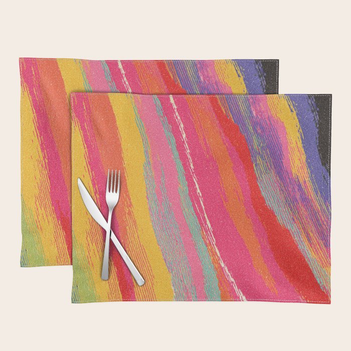Bold Abstract Color Flow in Neon and Sunset Tones Placemat Gallery Image 1