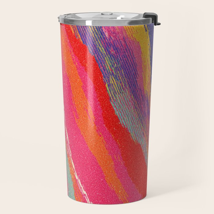 Bold Abstract Color Flow in Neon and Sunset Tones Travel Mug Gallery Image 2