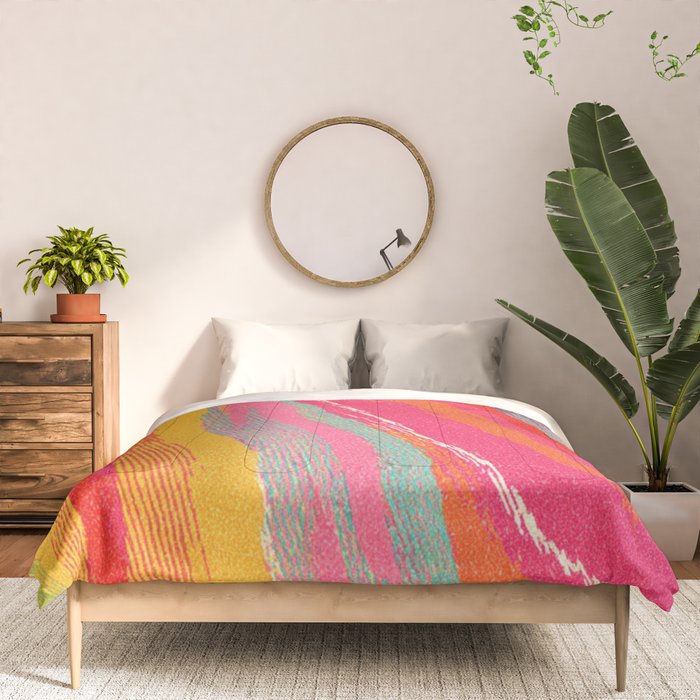 Bold Abstract Color Flow in Neon and Sunset Tones Comforter Gallery Image 3