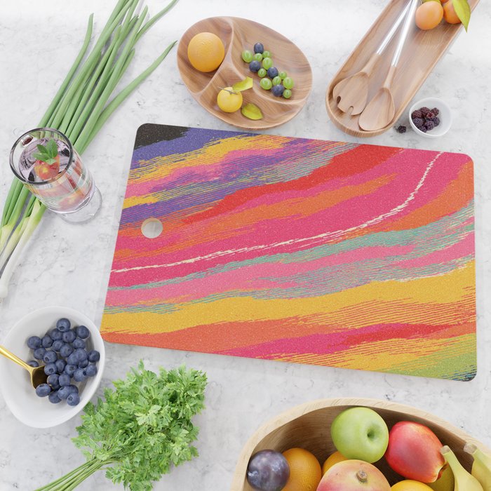 Bold Abstract Color Flow in Neon and Sunset Tones Cutting Board Gallery Image 2
