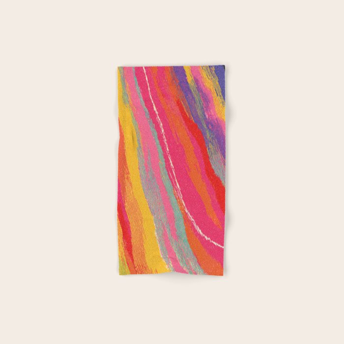 Bold Abstract Color Flow in Neon and Sunset Tones Bath Towel Gallery Image 1