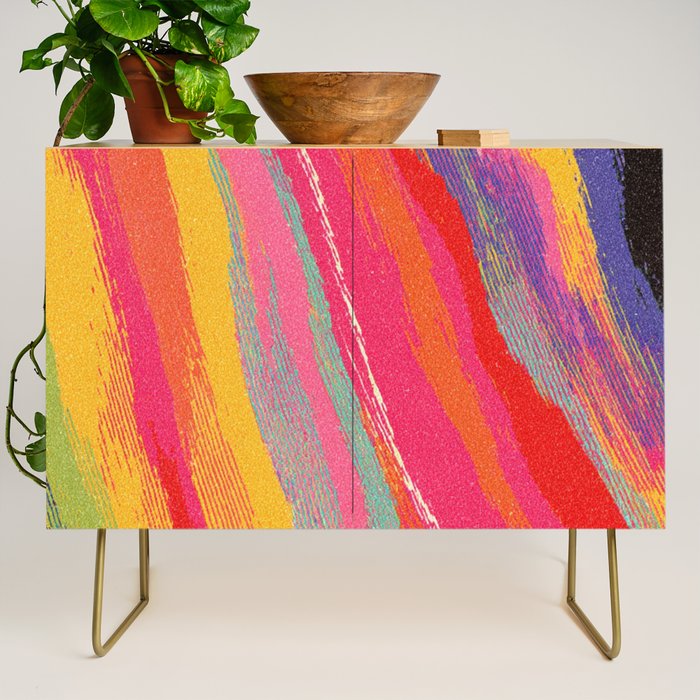 Bold Abstract Color Flow in Neon and Sunset Tones Credenza Gallery Image 1