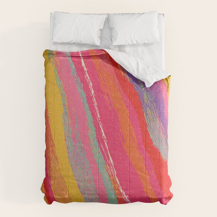 Bold Abstract Color Flow in Neon and Sunset Tones Comforter Gallery Image 6