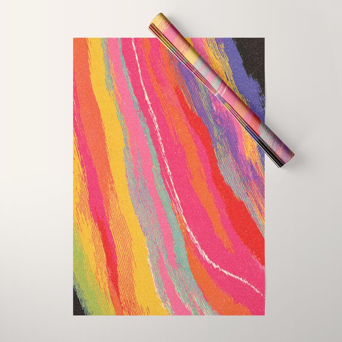 Bold Abstract Color Flow in Neon and Sunset Tones Wrapping Paper Gallery Image 1