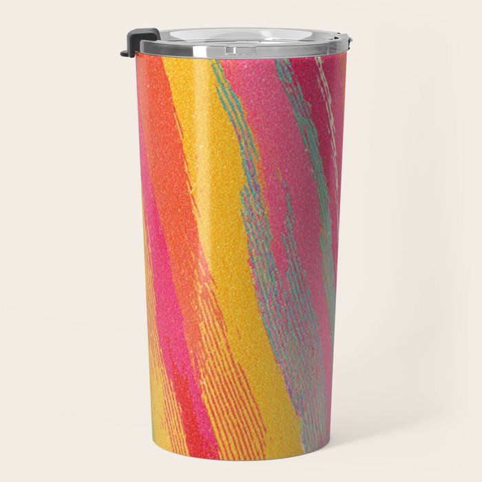 Bold Abstract Color Flow in Neon and Sunset Tones Travel Mug Gallery Image 3