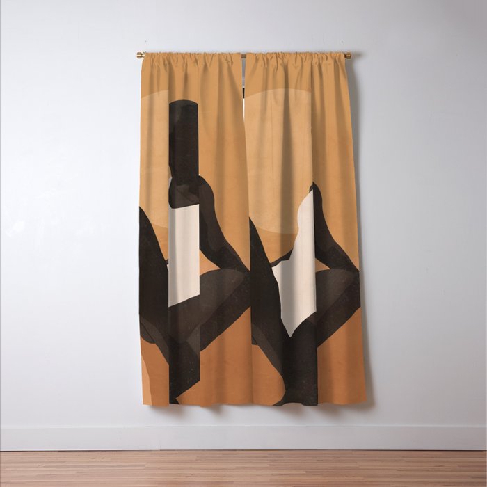 Minimal Abstract Art Sunset Girl 4 Window Curtain Gallery Image 3