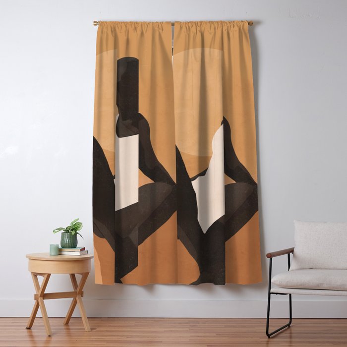 Minimal Abstract Art Sunset Girl 4 Window Curtain Gallery Image 1