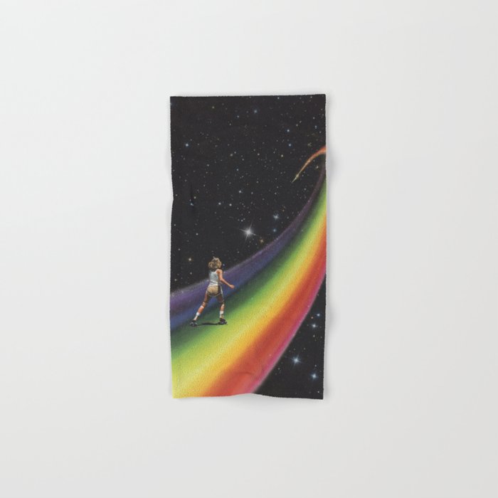 Retro Cosmic Rainbow Roller Skating Bath Towel Gallery Image 1